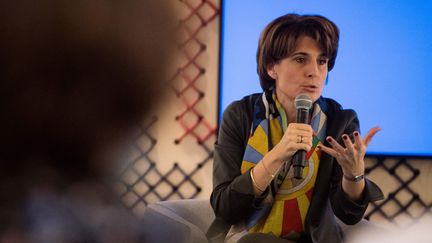 La directrice générale du groupe Korian, Sophie Boissard, lors d'une conférence de presse le 7 décembre 2021 à Paris (France) (JULIEN DE ROSA / AFP)