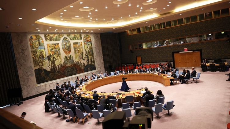 The members of the United Nations Security Council, meeting on February 20, 2023, in New York (United States).  (MICHAEL M. SANTIAGO / GETTY IMAGES NORTH AMERICA / AFP)