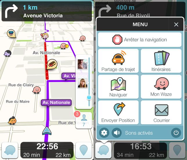 &nbsp; (L'application Waze © Capture d'écran)