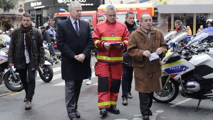 Le procureur de Paris Rémy Heitz et le préfet de police Michel Delpuech, le 12 janvier 2019. (THOMAS SAMSON / AFP)