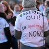 Des enseignants&nbsp;manifestent à Montfort-sur-Meu (Ille-et-Vilaine), le 20 janvier 2020,&nbsp;contre le nouveau baccalauréat. (DAMIEN MEYER / AFP)