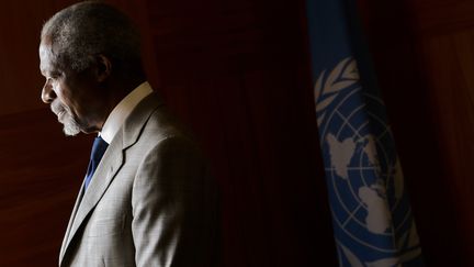 Le m&eacute;diateur de l'ONU et de la Ligue arabe pour la Syrie, Kofi Annan, le 20 juillet 2012 dans son bureau de Gen&egrave;ve (Suisse). (FABRICE COFFRINI / AFP)