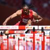 Aries Merritt pendant les séries&nbsp;du 110 m haies aux championnats du monde d'athlétisme de Pékin (Chine), le 26 août 2015. (OLIVIER MORIN / AFP)