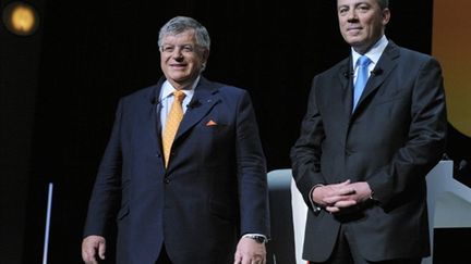 Didier Lombard (G) et Stéphane Richard le 9 juin 2010 à Paris (AFP / Eric Piermont)