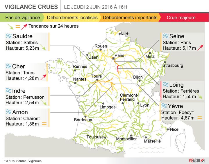 &nbsp; (Carte des risques de crues © Visactu)