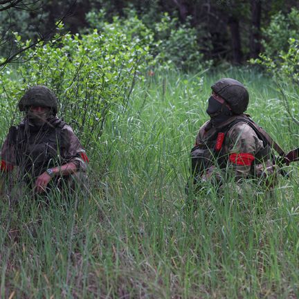 Photo d'illustration de soldats russes en Ukraine, le 25 mai 2023. (STANISLAV KRASILNIKOV / TASS / SIPA)