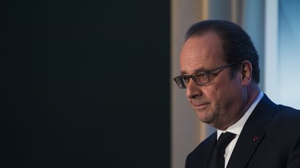 François Hollande face à la presse, le 1er avril 2016 à Washington (Etats-Unis). (JIM WATSON / AFP)