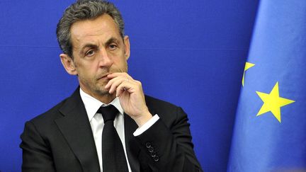 Nicolas Sarkozy, le 10 mars 2014, lors de l'inauguration de l'Institut Claude Pompidou, &agrave; Nice (Alpes-Maritime). (BRUNO BEBERT/SIPA)