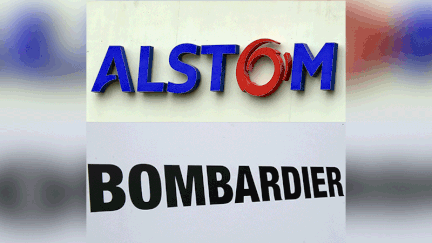 Les logos Alstom et Bombardier. Image d'illustration. (AFP)