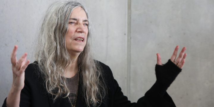 Patti Smith en conférence de presse dans la chapelle de Ronchamp avant son concert du 14 février.
 (S.Coulon / Photopqr / L&#039;Est Républicain / MAXPPP)