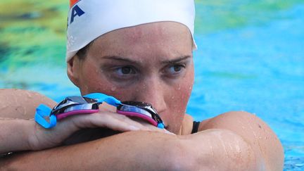 La nageuse fran&ccedil;aise Camille Muffat, ici lors des mondiaux de natation &agrave; Canet-en-Roussillon, a annonc&eacute; prendre sa retraite, le 12 juillet 2014. (RAYMOND ROIG / AFP)