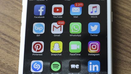 Différents réseaux sociaux affichés sur un écran de smartphone. (AYTAC UNAL / ANADOLU AGENCY)