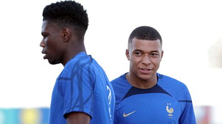 Kylian Mbappé lors de l'entraînement de l'équipe de France à la veille du match contre Gibraltar, le 15 juin 2023. (THOMAS COEX / AFP)