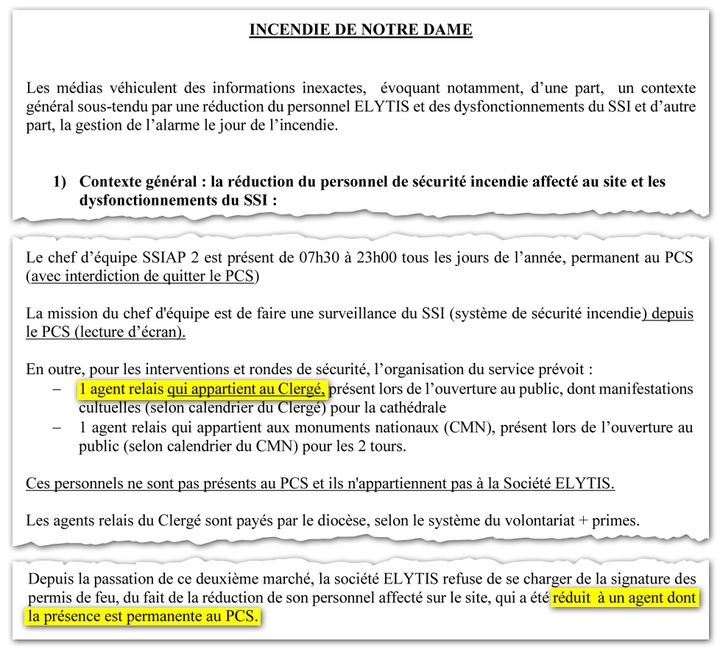 Communiqué de la société Elytis sur la sécurité incendie à Notre-Dame. &nbsp; (ELYTIS)