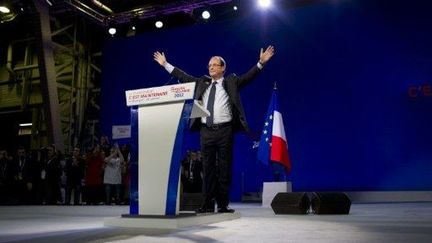 François Hollande tient son premier grand discours, au Bourget, le 22 janvier 2012. (AFP - Fred Dufour)