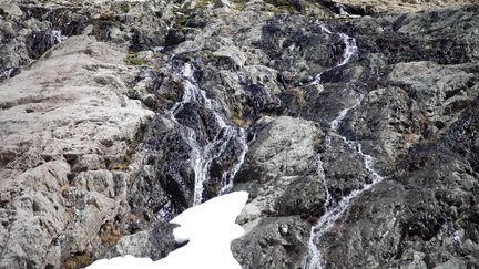 Le Glacier Blanc a reculé d'un kilomètre depuis trente-cinq ans, Hautes-Alpes, le 15 juin 2023. (THIBAUT DURAND / HANS LUCAS)