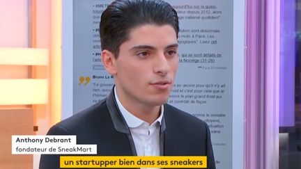 Anthony Debrant, jeune entrepreneur de 18 ans, fondateur d’un site e-commerce de revente de baskets&nbsp;: Sneakmart. (FRANCEINFO)