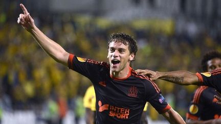 Le d&eacute;fenseur marseillais Lucas Mendes le 4 octobre 2012 au stade V&eacute;lodrome &agrave; Marseille (Bouches-du-Rh&ocirc;ne). (BORIS HORVAT / AFP)