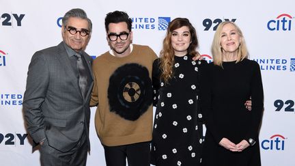 Les acteurs&nbsp;Eugene Levy, Daniel Levy, Annie Murphy et Catherine O'Hara dans la série "Schitt's Creek", au 92nd Street Y, le 17 janvier 2020 à New York. (JAMIE MCCARTHY / GETTY IMAGES NORTH AMERICA)