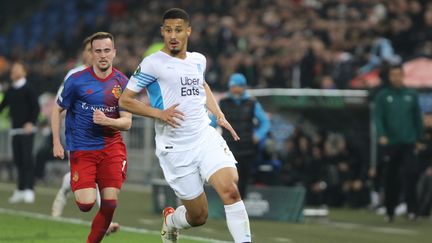 William Saliba lors du match de Ligue Europa Conférence face à Bale, le 17 mars 2022. (VINCENT VOEGTLIN / MAXPPP)