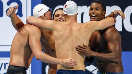 &nbsp; (Mehdy Metella, Florent Manaudou, Fabien Gilot et Jérémy Stravius © Maxppp)