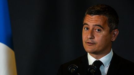 Le ministre de l'Intérieur, Gérald Darmanin, le 26 juillet 2021 à Saint-Etienne-du-Rouvray (Seine-Maritime). (JEAN-FRANCOIS MONIER / AFP)