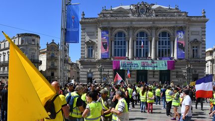 Des "gilets jaunes", le 8 juin 2019, à&nbsp;Montpellier (Hérault).&nbsp; (PASCAL GUYOT / AFP)