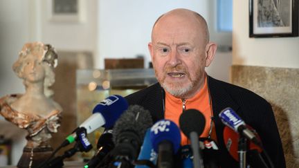 Jean-Marc Florand, l'avocat des parents d'Alexia Daval, lors d'une conférence de presse le 31 janvier 2018 à Vesoul (Haute-Saône). (SEBASTIEN BOZON / AFP)