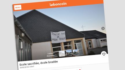 L'école d"Equeurdreville-Hainneville (Calvados) mise en vente par des parents d'élèves sur Le Bon coin, le 25 février 2019. (CAPTURE D'ÉCRAN)