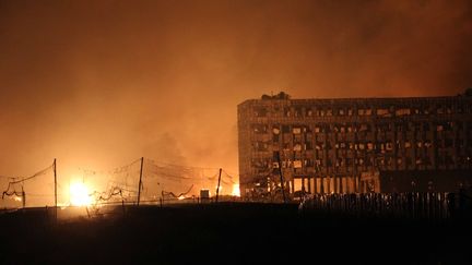 Un b&acirc;timent endommag&eacute; par les explosions survenues &agrave; Tianjin (Chine), le 12 ao&ucirc;t 2015. (CHINE NOUVELLE/SIPA / XINHUA / SIPA)