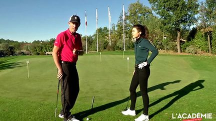 Patrice Amadieu avec son élève Morgane. (FFGOLF)