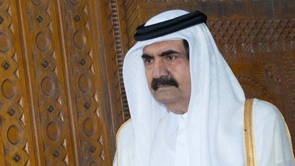 L'&eacute;mir du Qatar,&nbsp;cheikh Hamad ben Khalifa Al Thani, le 23 juin 2013, &agrave; Doha. (BERTRAND LANGLOIS / AFP)