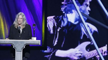 A Cleveland, Patti Smith rend hommage à Lou Reed pour son intronisation par le Rock and Roll Hall of Fame (18 avril 2015)
 (Mark Duncan / AP / SIPA)