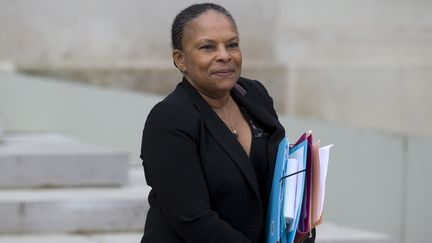 Christiane Taubira à la sortie du Conseil des minsitres, le 13 janvier 2016.&nbsp; (KENZO TRIBOUILLARD / AFP)