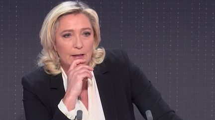 Marine Le Pen était l'invitée des "matins présidentiels" de franceinfo, lundi 15 novembre 2021. (FRANCEINFO / RADIO FRANCE)