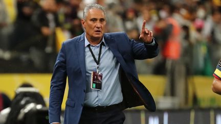 Le sélectionneur du Brésil, Tite, lors des éliminatoires pour la Coupe du monde 2022, le 11 novembre 2021. (SEBASTIAO MOREIRA / EFE / MaxPPP)