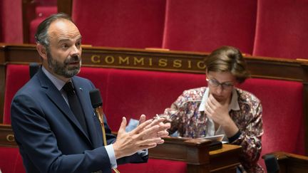 Le Premier ministre Edouard Philippe le 21 avril 2020 à l'Assemblée nationale, à Paris, lors d'une séance de questions au gouvernement. (JACQUES WITT / AFP)