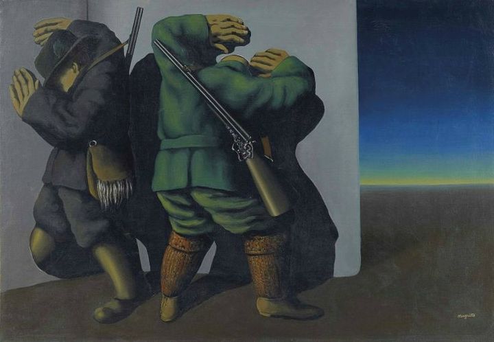 "Les  chasseurs au bord de la nuit" (1928) de René Magritte
 (Photo Christie&#039;s Image Ltd 2014)