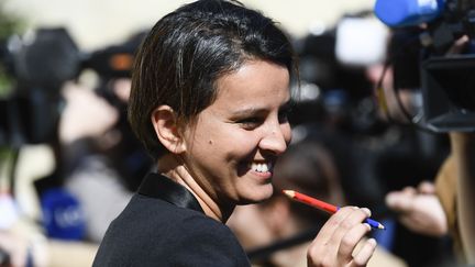 La ministre de l'Education nationale, Najat&nbsp;Vallaud-Belkacem, s'adresse à la presse après le dernier Conseil des ministres de la présidence Hollande, à Paris, le 10 mai 2017. (CITIZENSIDE/FRANCOIS PAULETTO / AFP)