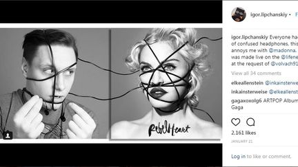 Igor Lipchanskiy imagine le hors-champ de la pochette de l'album "rebel Heart" de&nbsp;Madonna, dans un motage publié le 21 janvier 2018. (INSTAGRAM / FRANCEINFO)