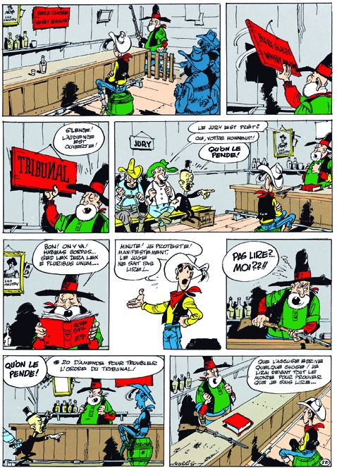 Planche de Morris extraite de "Au nom de la loi", une aventure de Lucky Luke. (MORRIS, GOSCINNY / DUPUIS)