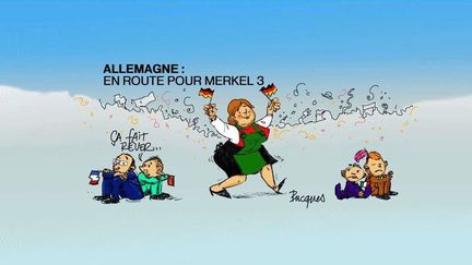 Un week-end à la gloire de la chancelière allemande assurée d'un nouveau mandat : les dirigeants européens regardent avec envie le succès politique d'Angela Merkel dans une Europe en crise. (Franck Pucques)