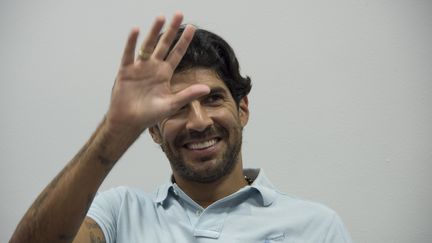 Sébastien Abreu, dit "El loco", footballeur&nbsp;uruguayen de 41 ans a joué dans 26 clubs déjà durant sa carrière. (PABLO PORCIUNCULA / AFP)