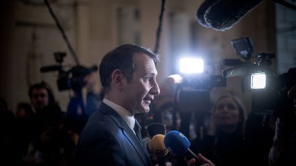 Laurent Jacobelli, député de la Moselle et porte parole du Rassemblement national. (ARTHUR N. ORCHARD / HANS LUCAS)