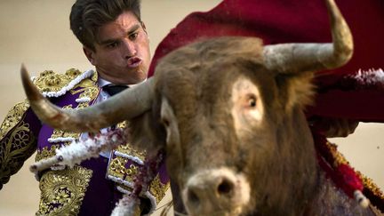 Le matador espagnol Ruben Pinar lors d'une corrida &agrave; Madrid (Espagne), le 16 juin 2013. (DANIEL OCHOA DE OLZA / AP / SIPA)