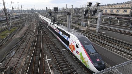 L'Océane, le nouveau TGV qui reliera Paris et Bordeaux en 2 heures, lors de son inauguration le 11 décembre 2016 (MEHDI FEDOUACH / AFP)