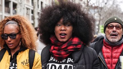 Assa Traoré, soeur d'Adama Traoré, le 2 février 2019. (ZAKARIA ABDELKAFI / AFP)