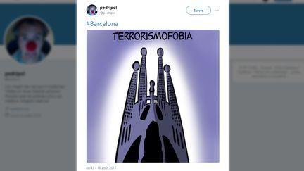 Un dessinateur rend hommage aux victimes des attentats survenus en Catalogne (Espagne), le 17 août 2017. (TWITTER)