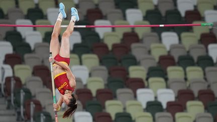 Xu Huiqin, perchiste chinoise, lors des Jeux de Tokyo (Japon), le 5 août 2021. (LUI SIU WAI / XINHUA / AFP)