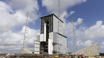 Le chantier de la zone de lancement d'Ariane 6 au Centre spatial européen de Kourou (Guyane), le 5 mars 2020. (JODY AMIET / AFP)